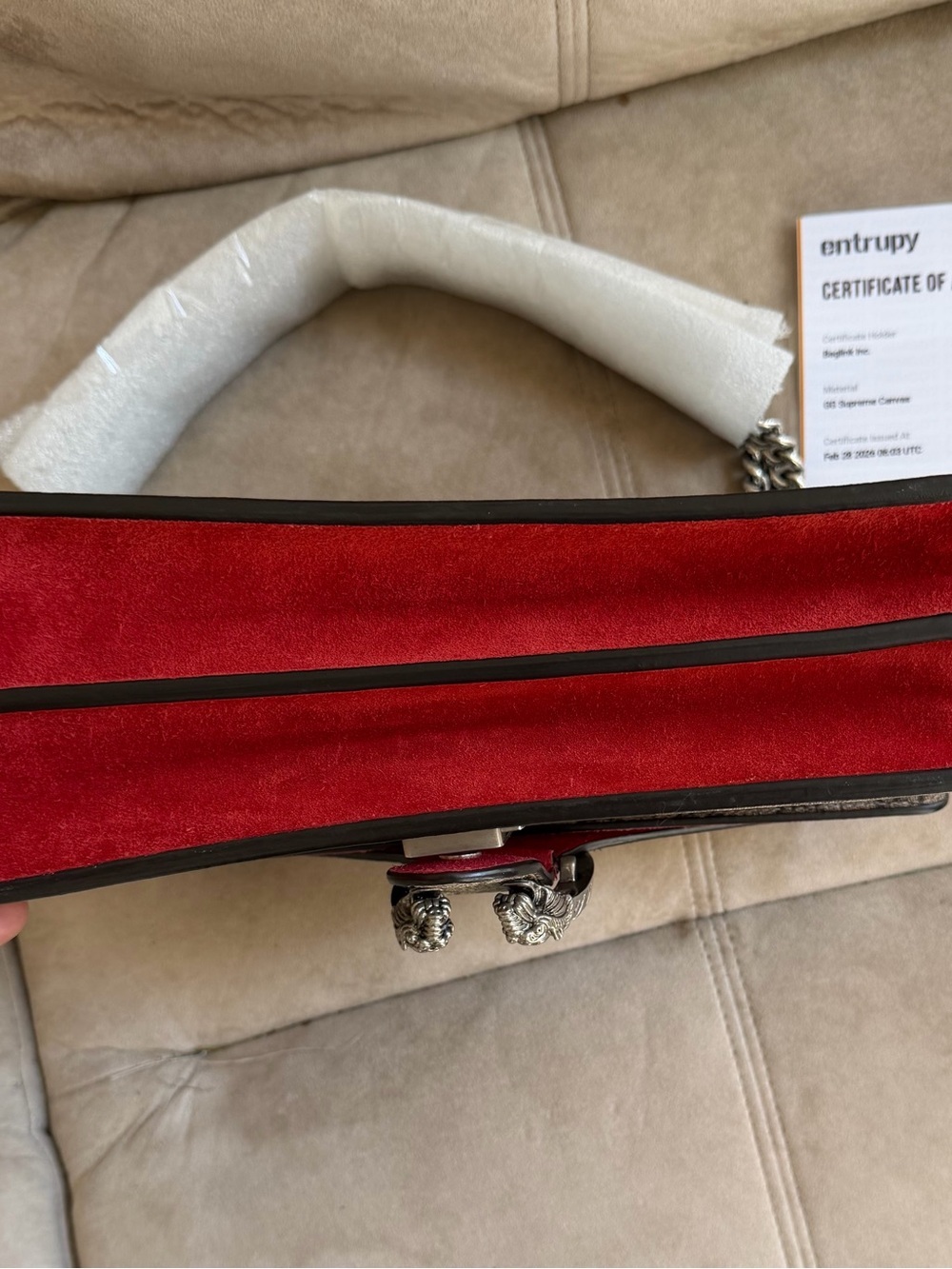 Gucci GG Supreme Monogram Suede Small Dionysus Shoulder Bag - Picture 8 of 12
